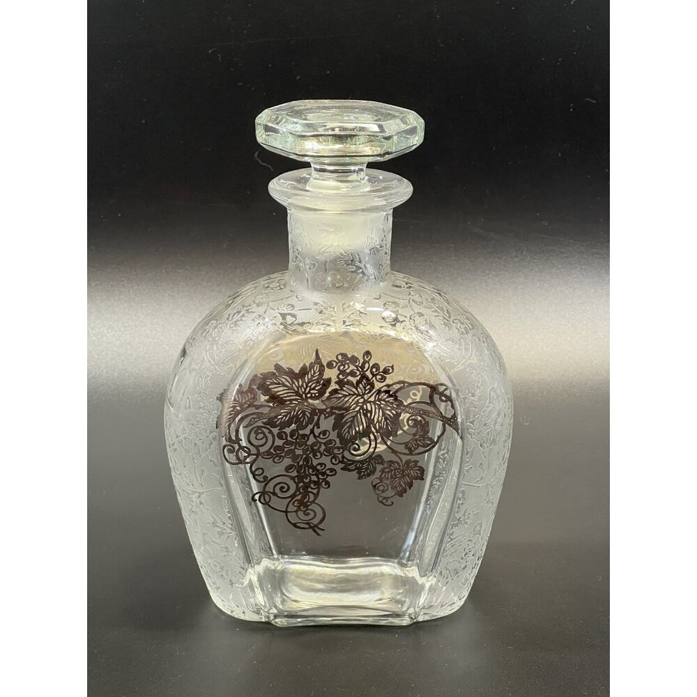 Antique Paden City Spring Orchard Scotch Decanter Sterling Silver Overlay  Glows